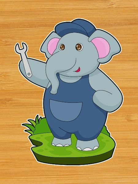 Elephant Mechanic Wrench Workshop