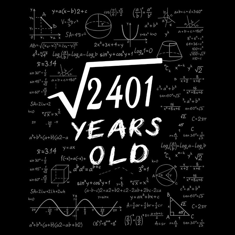 49th Birthday 49 years Square root of 2401 math