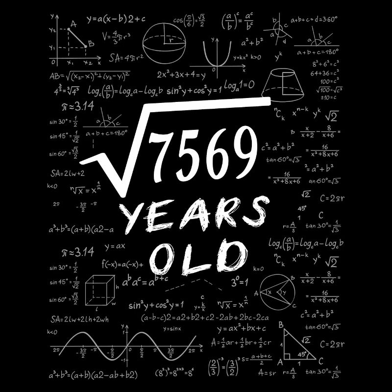 87e Anniversaire 87 ans Racine carrée de 7569 math