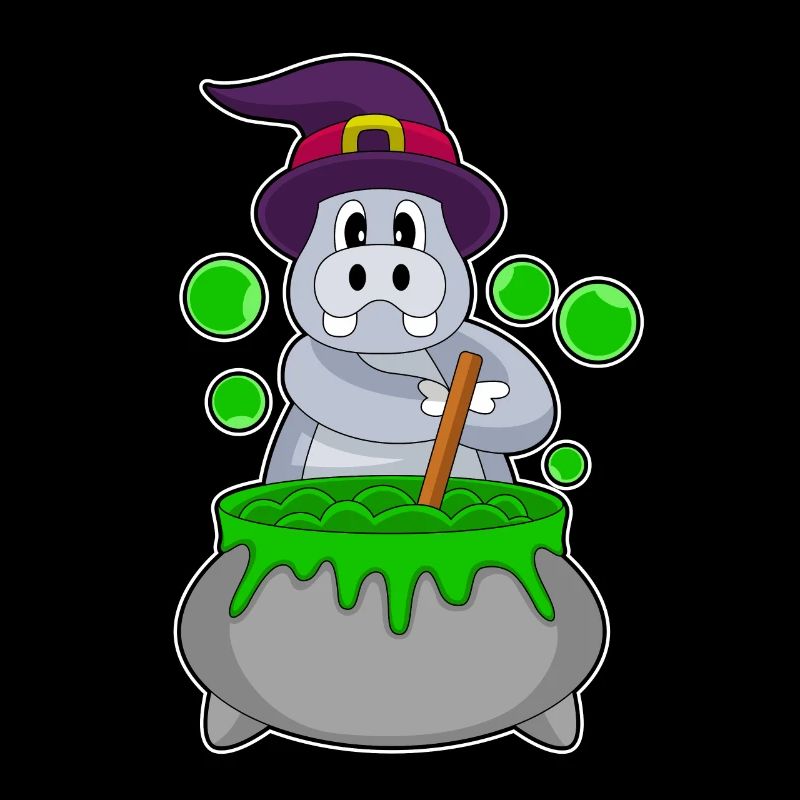 Potion magique de sorcière d’Halloween hippopotame