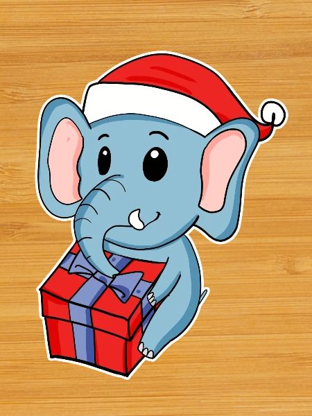 Elephant with Christmas hat