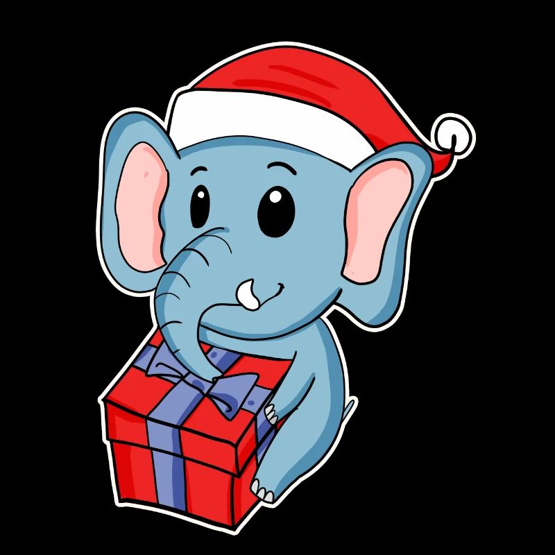 Éléphant avec chapeau de Noël