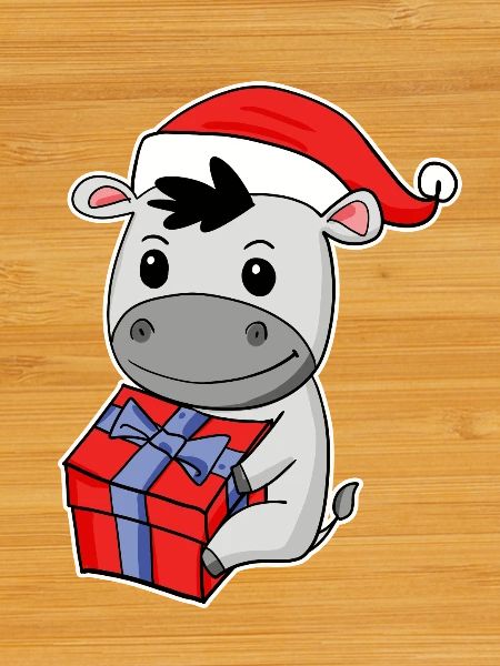 Donkey with Santa hat - Christmas