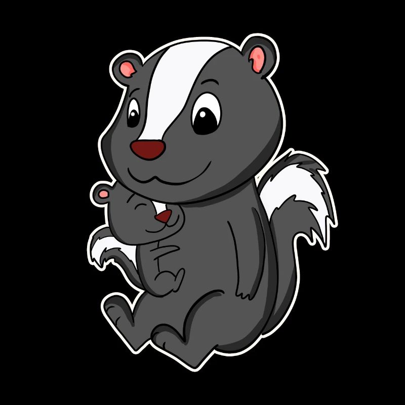 Skunk Family - Skunk avec bébé