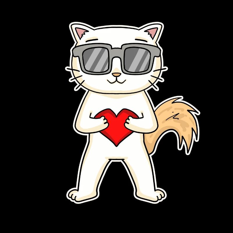 Chat avec coeur et lunettes - Angora turc