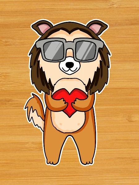 Dog with heart and glasses