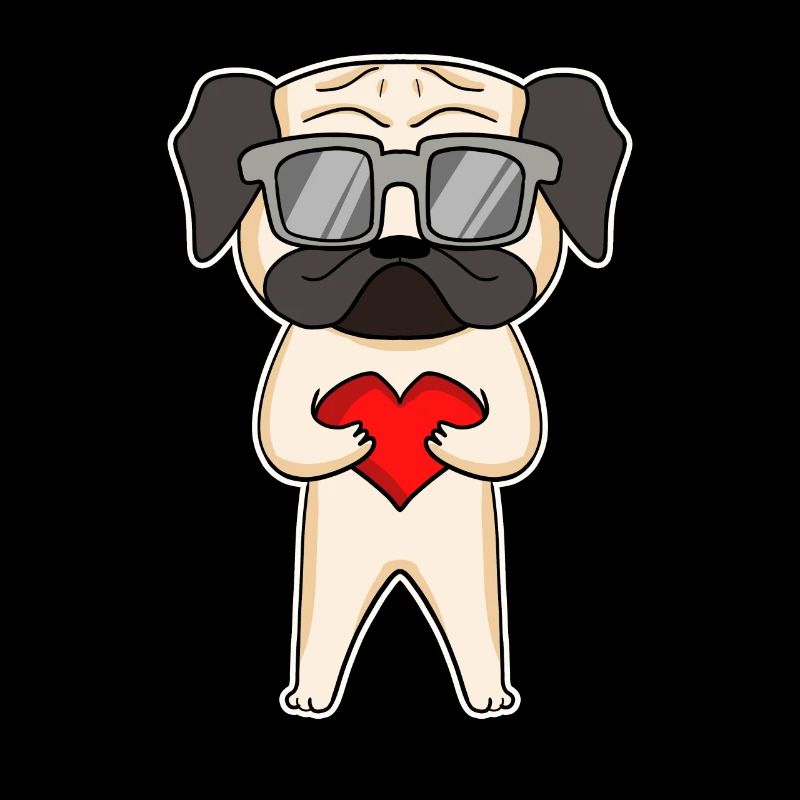 Hund mit Herz und Brille - Mops
