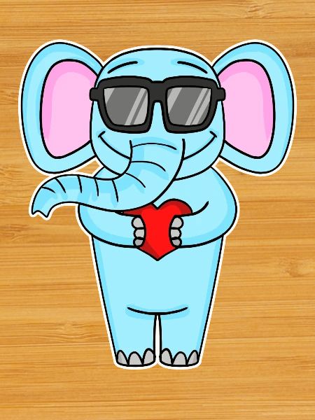 Elephant with heart and glasses