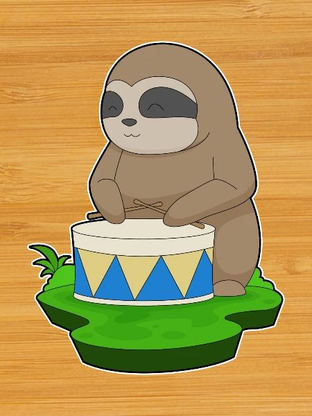 Sloth Musician Drum Music