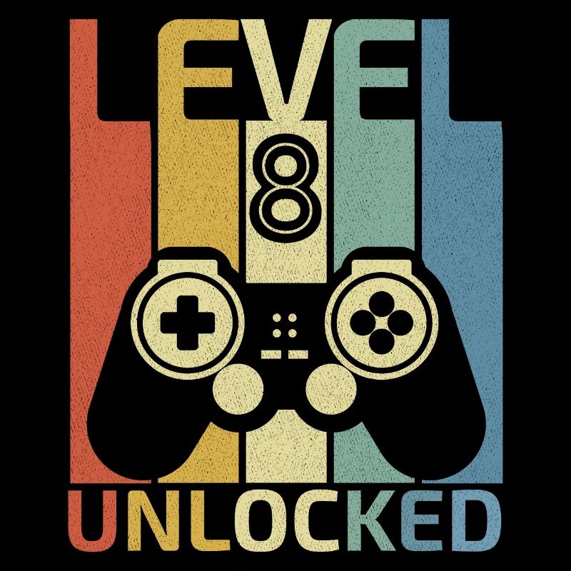 Level 8 Freigeschaltetes Hemd Videospieler 8. Geburtstag