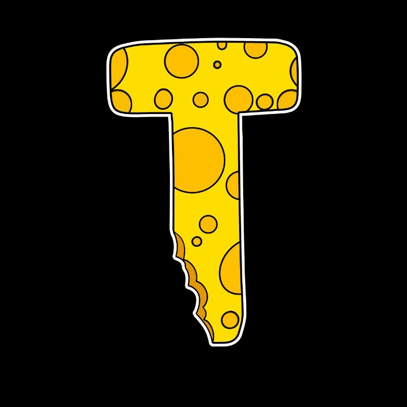 Lettre T - Lettre initiale T - Motif Fromage