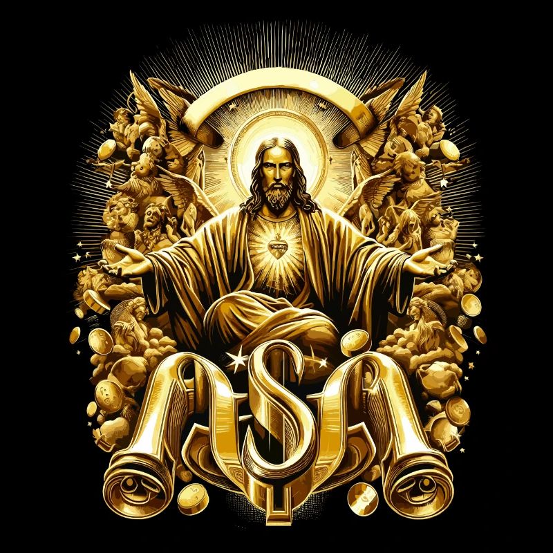 Splendeur céleste Ange Jésus d’or