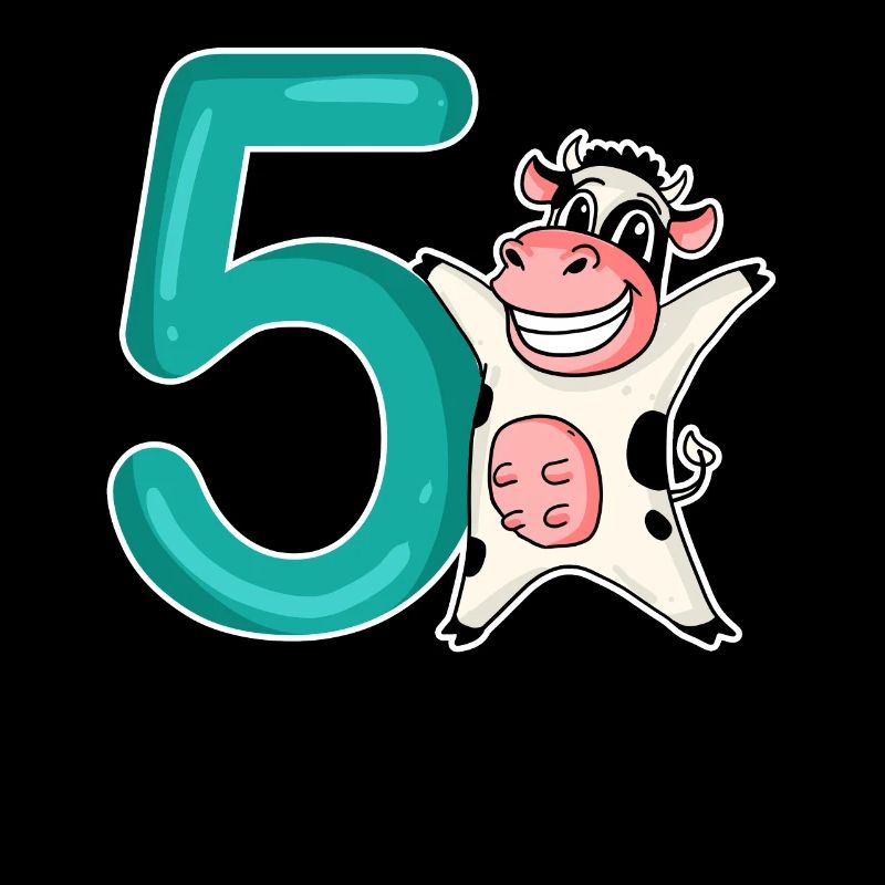 5th Birthday Motif Cow - Five Years Old