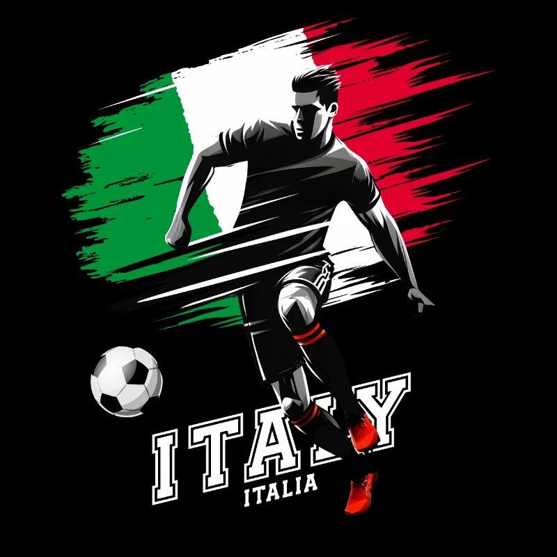Italian Soccer Player with Flag