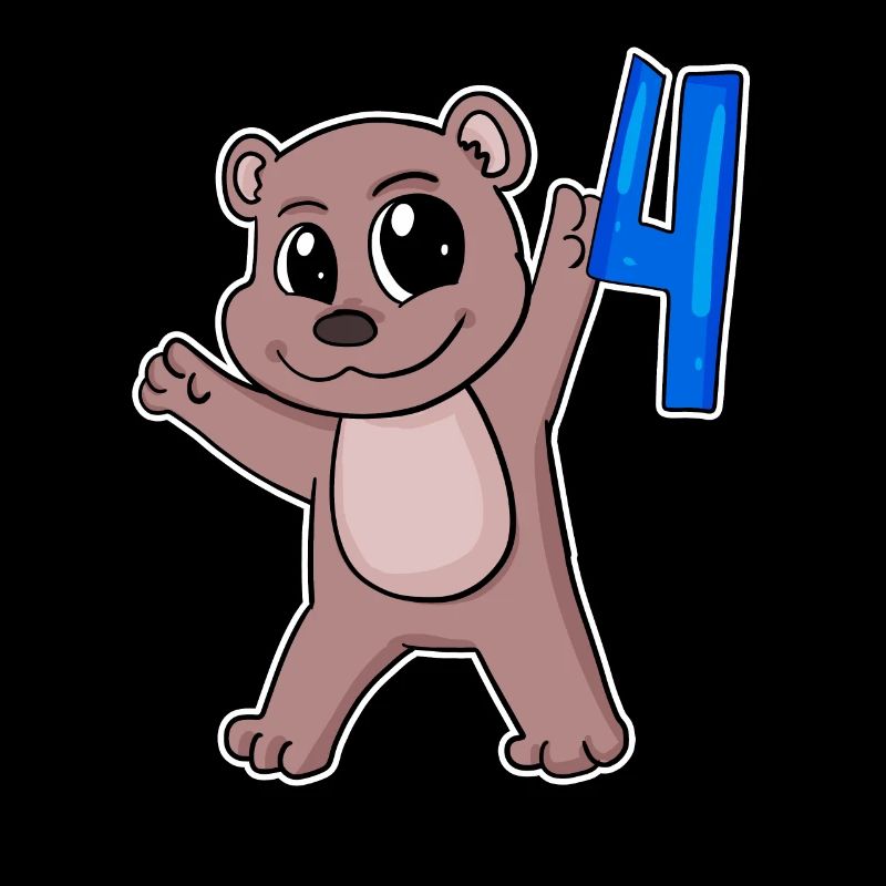 Ours motif 4e anniversaire - Quatre ans