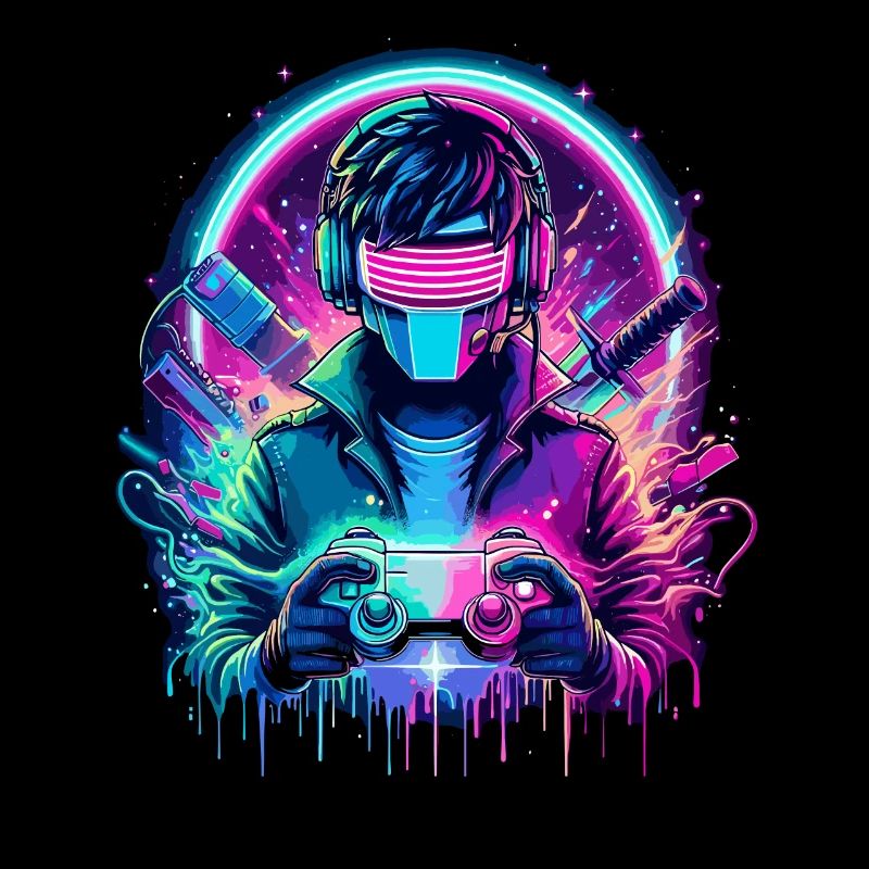 Neon Cyber Controller - Retro Gaming Power