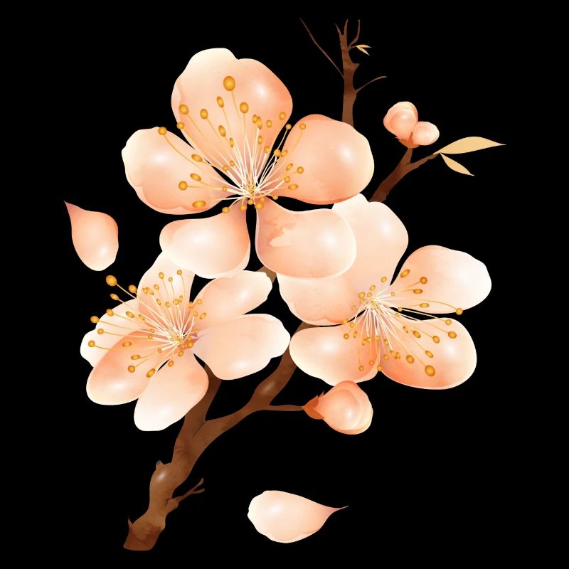 Branche de fleur de pêcher dans un ton pêche doux et velouté