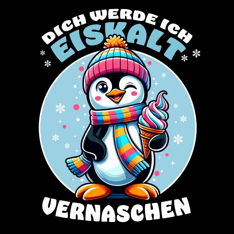 Lustiger Pinguin mit Eis – Cooler Spruch