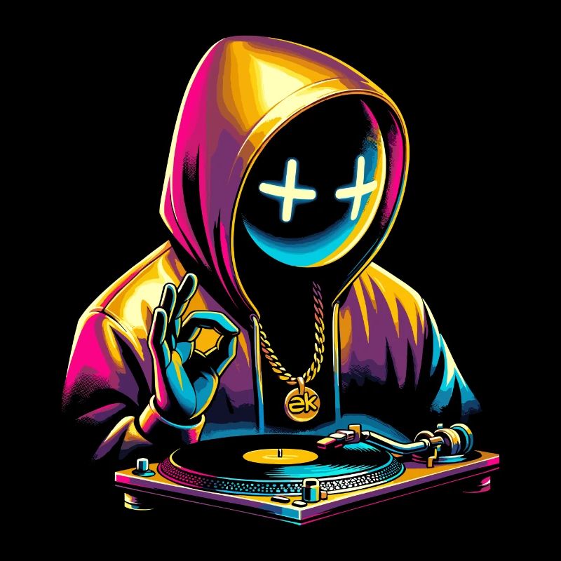 Neon Graffiti DJ Hoodie Design
