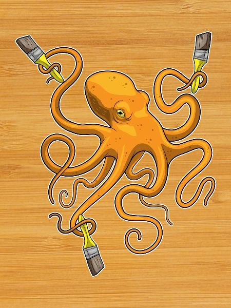 Octopus Painter Brush Painting