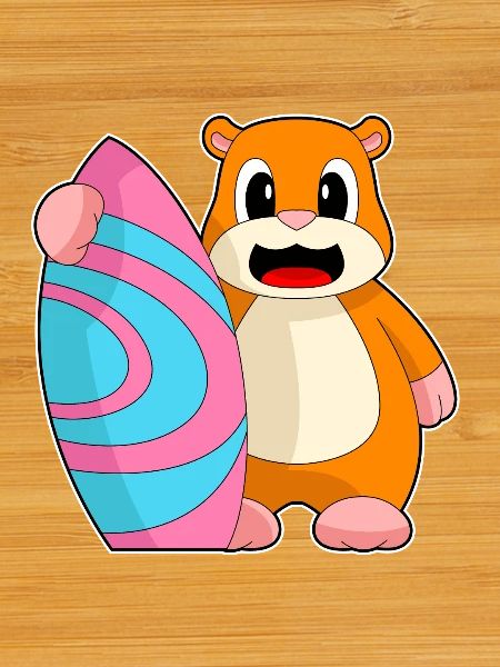 Hamster Surfing Surfboard Summer