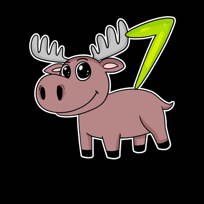 7th Birthday Motif Moose - Seven Years Old