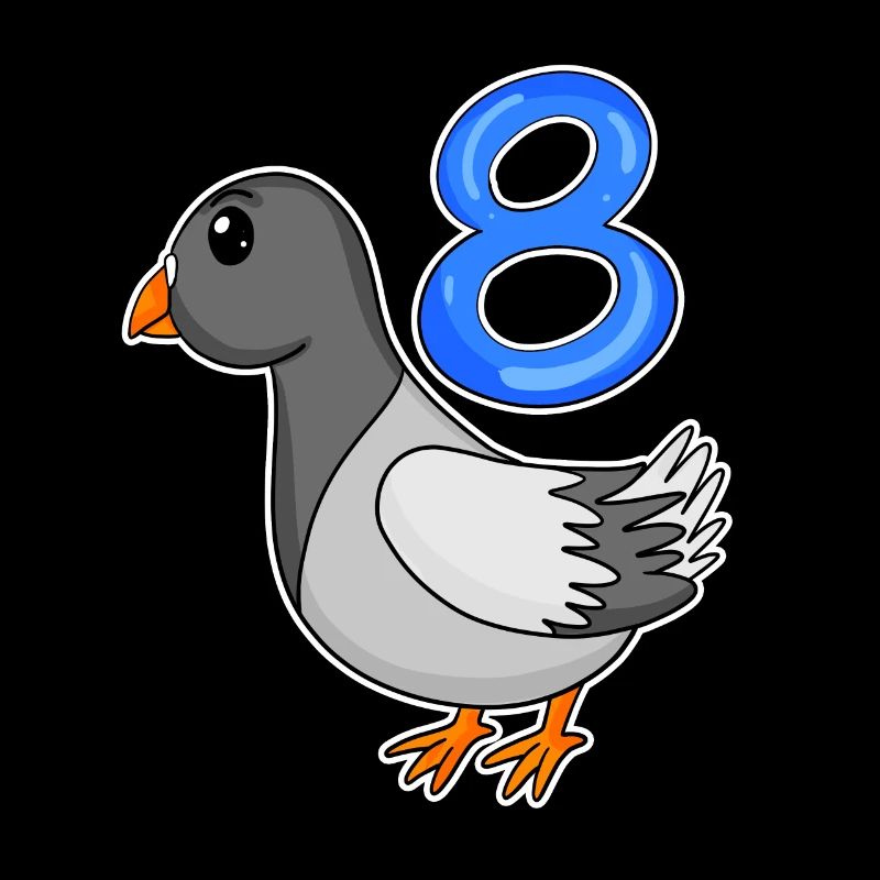 8th Birthday Motif Dove - Eight Years Old