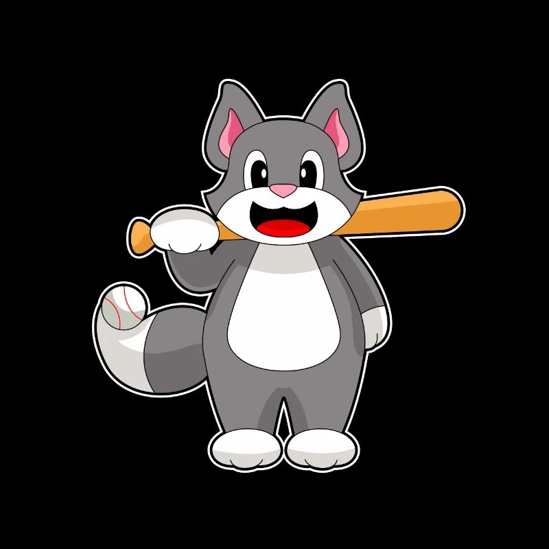 Cat Baseball Baseball Bat