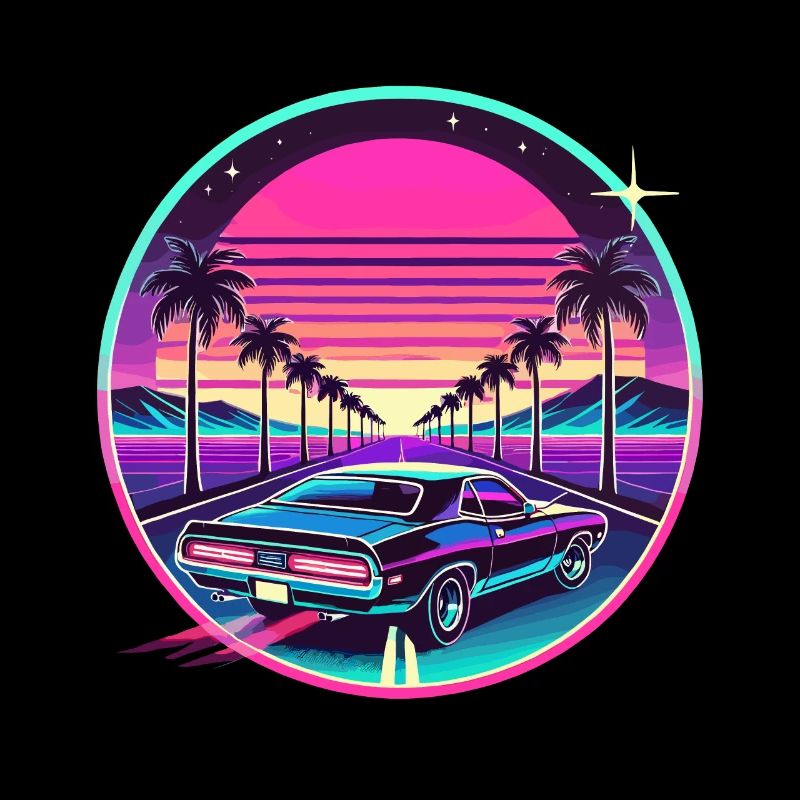 Retro Sunset Car Drive Vaporwave Ästhetisches Design