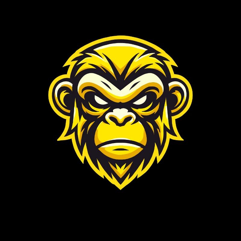 Yellow Fierce Monkey Face Design