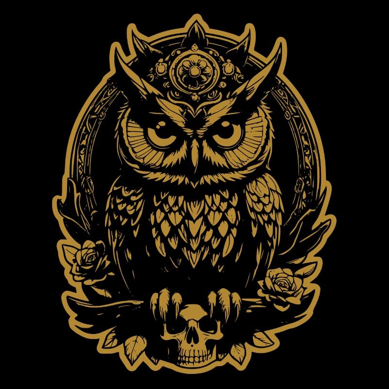 Mystic Owl Sitting on a Skull