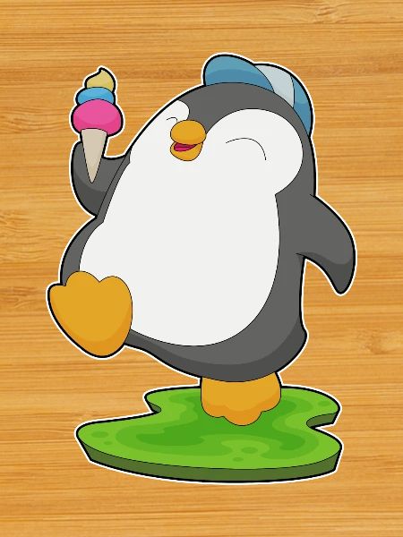 Glace gaufre pingouin