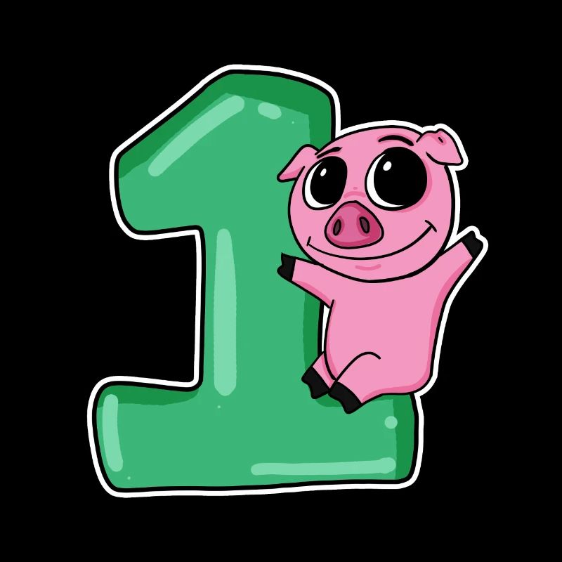 1 Jahr alt - Einschulung - Schwein Motiv