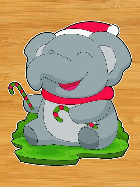 Canne de Noël éléphant