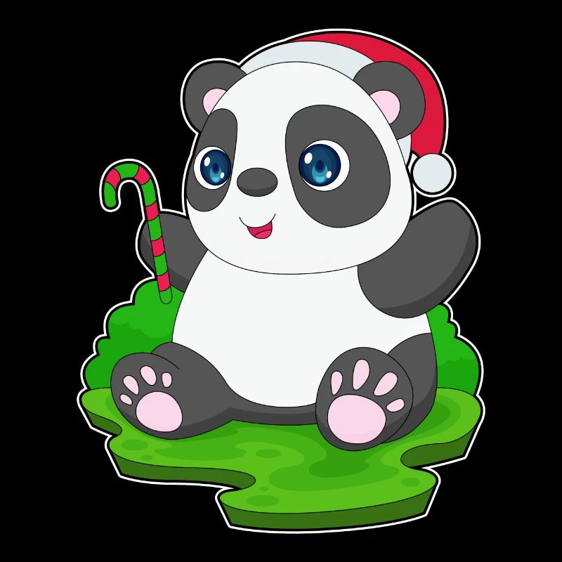 Panda Christmas Candy Cane