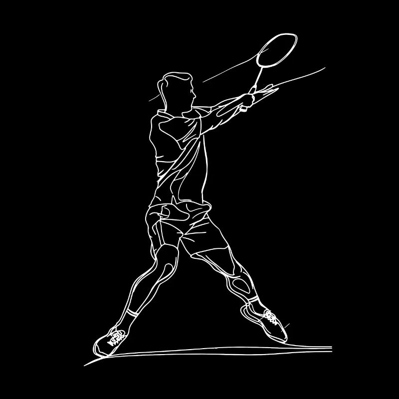 Badminton Boy Line Art