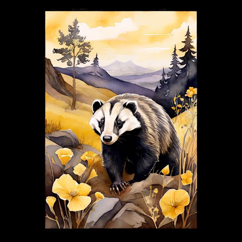 Badger in golden autumn