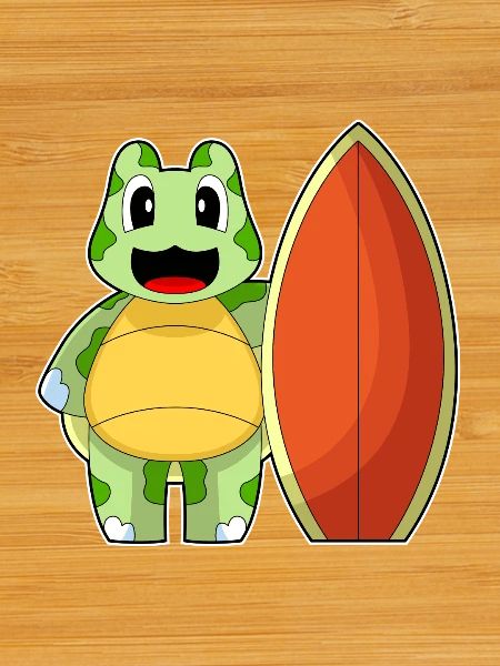 Turtle Surfing Surfboard Summer