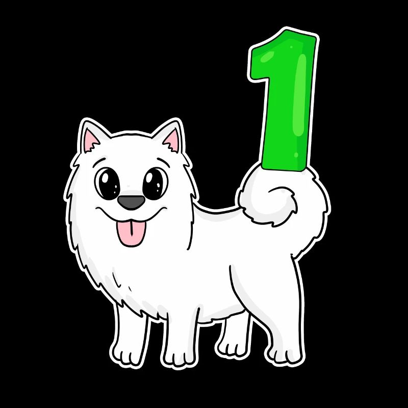 Zahl 1 Nummer Eins - Samojede Hund Motiv