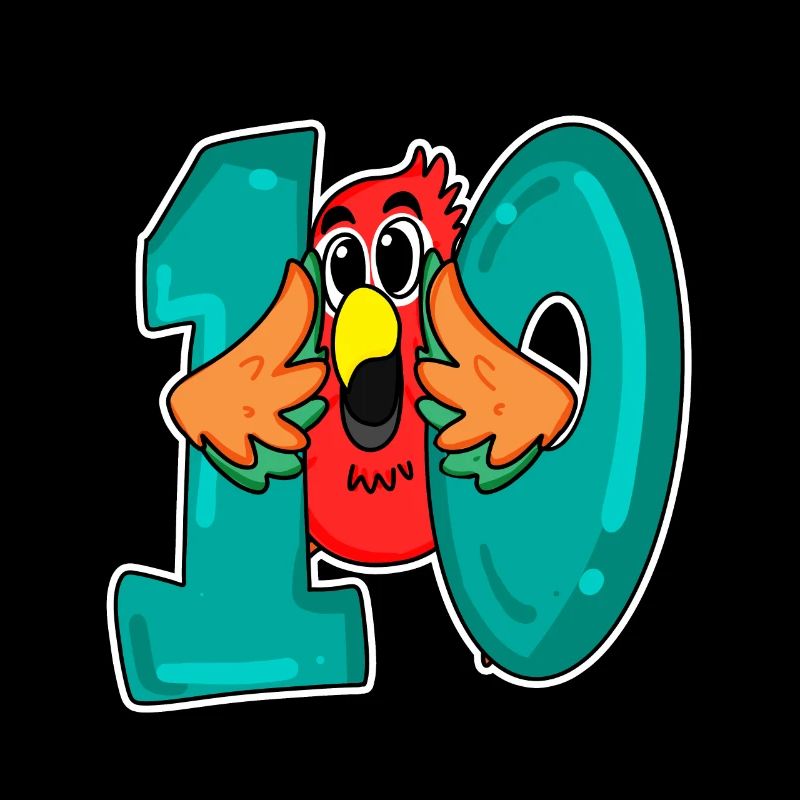10e anniversaire motif perroquet - dix - 10 ans