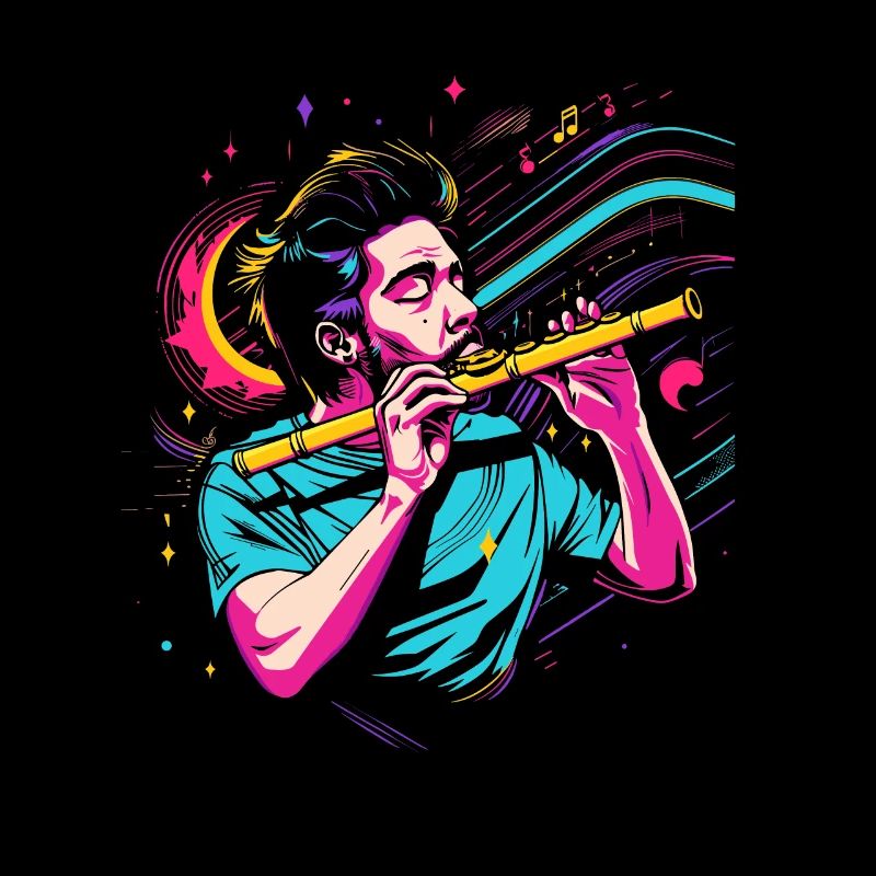 Graphique de joueur de flûte rétro