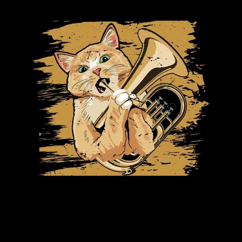 Euphonium Playing Cat in Retro Style
