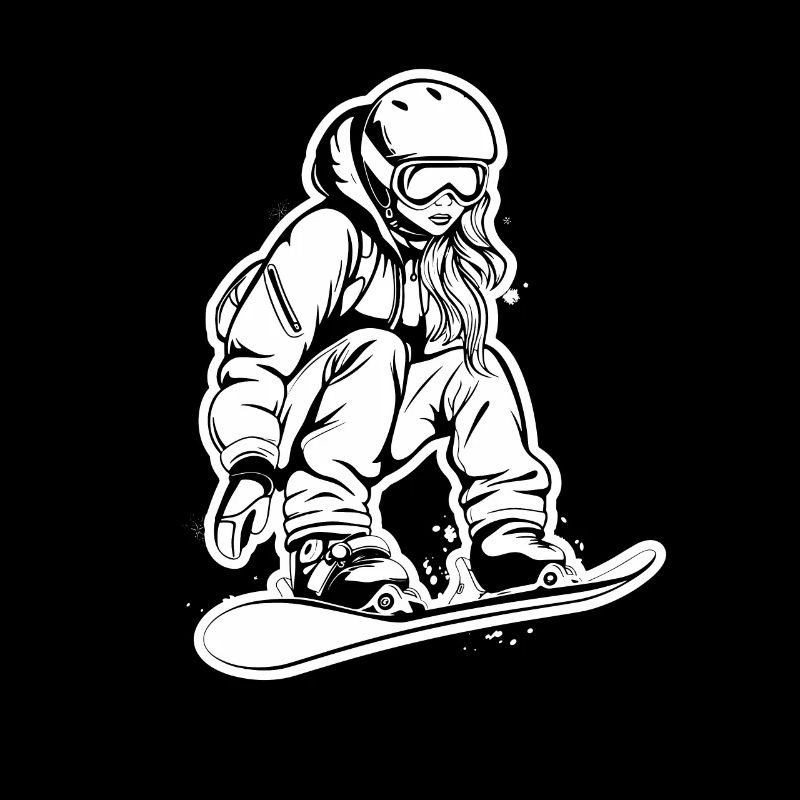 Female Snowboarder Drawing