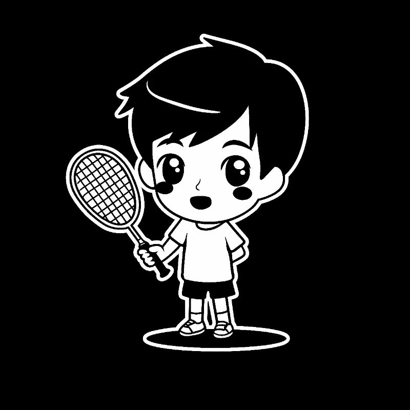 Badminton Kid Cartoon
