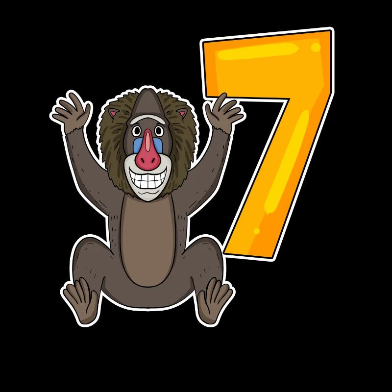 Motif Singe 7ème Anniversaire - 7 ans