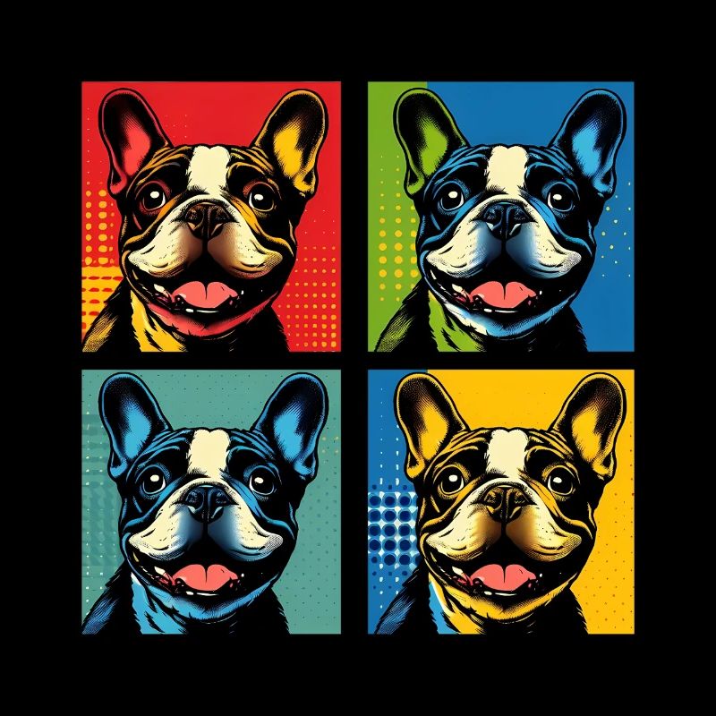 Frenchie Pop Art Bubbles, Pancake, Chonk, Nibbles