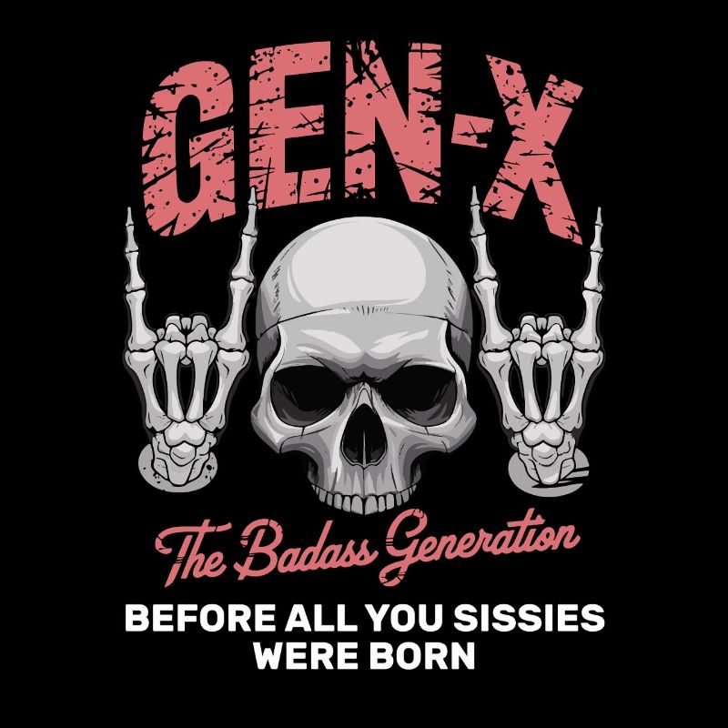 Sarcasm Gen X Badass Skull Retro Design