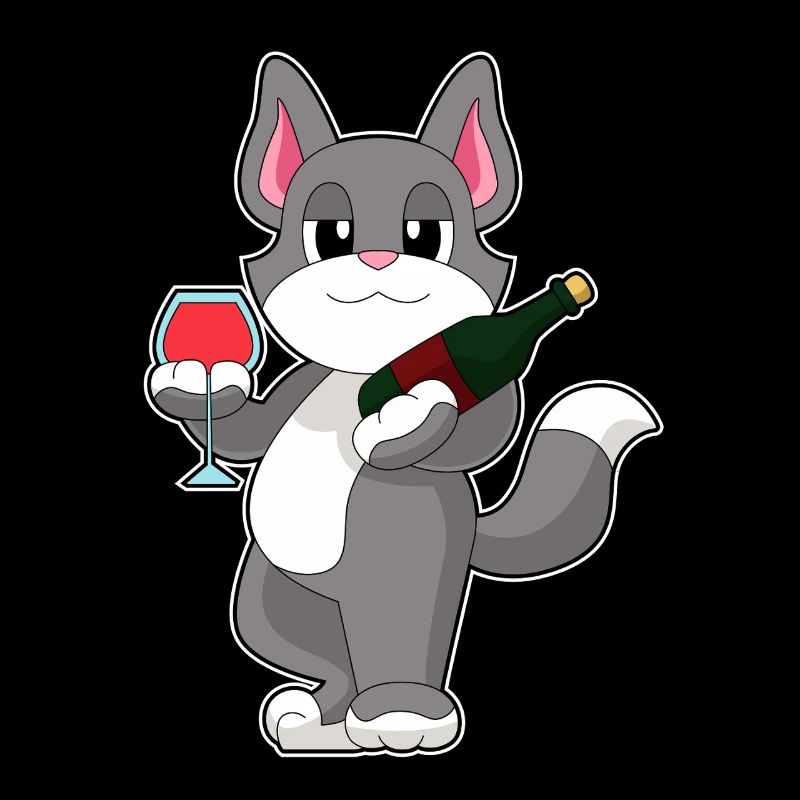 Katze Flasche Rotwein