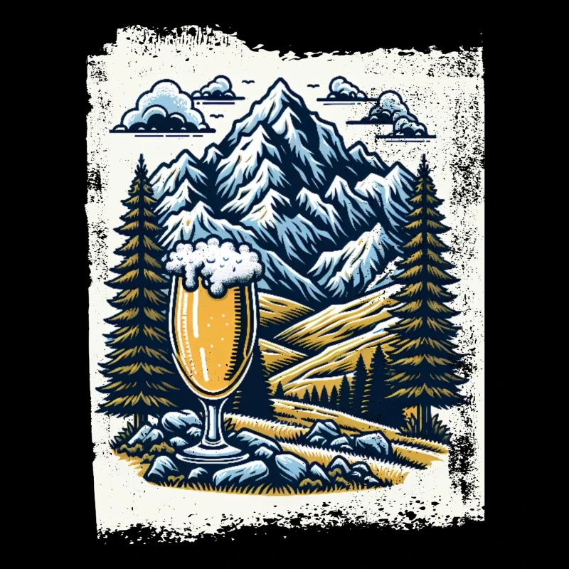 Bergpanorama mit Bierglas
