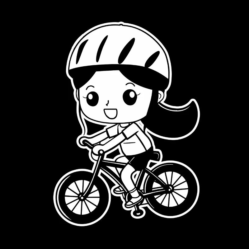 Radfahrerin Comic Stil